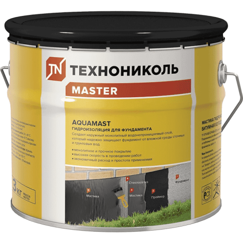 Мастика битумная Технониколь Aquamast 3 кг для фундамента